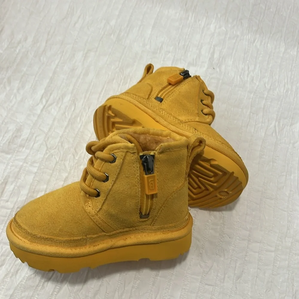 UGG NEUMEL II kids toddler boots shoe lace inner Sherpa lined treadlite size 6c - Picture 7 of 14